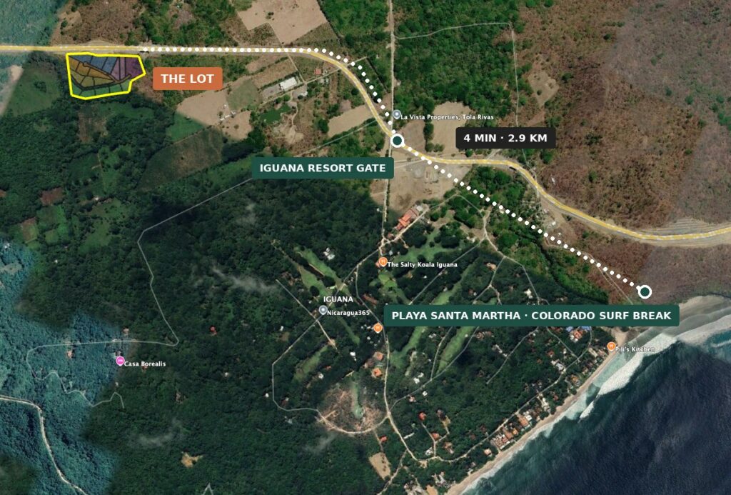 Location map – lot near Iguana Golf Resort and Playa Santa Martha, Tola