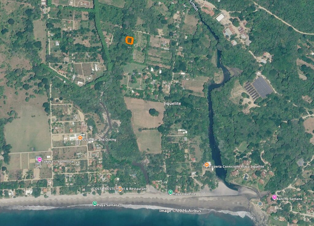 Satellite map of the lot near Playa Jiquiliste, Tola, Rivas