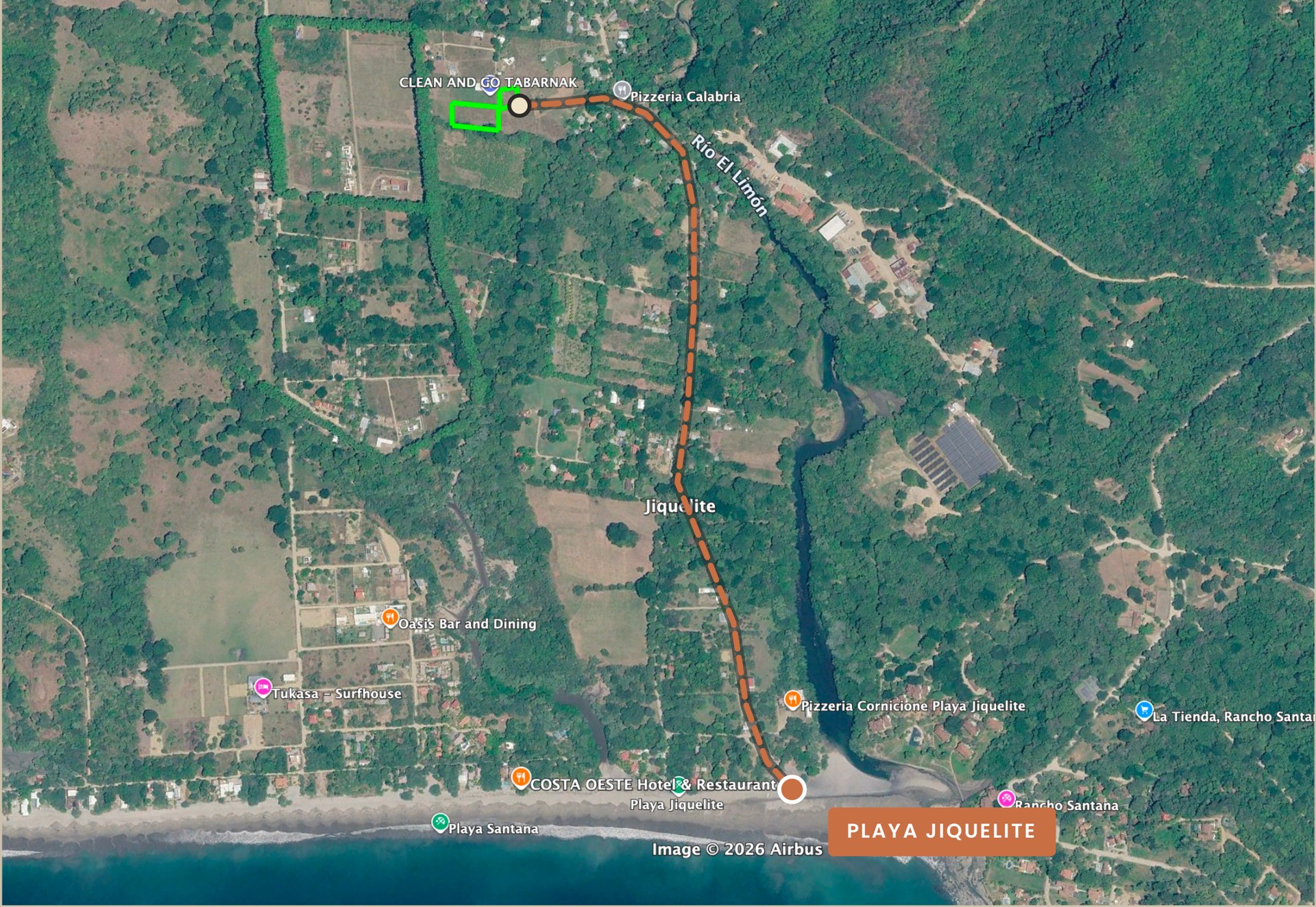 Route from the lots to Playa Jiquelite beach